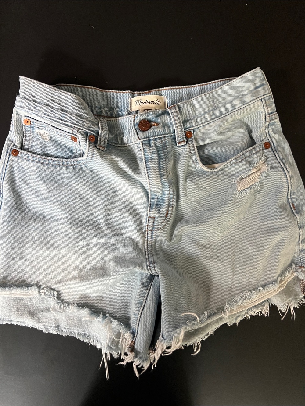 Madewell Light Blue Frayed Denim Shorts